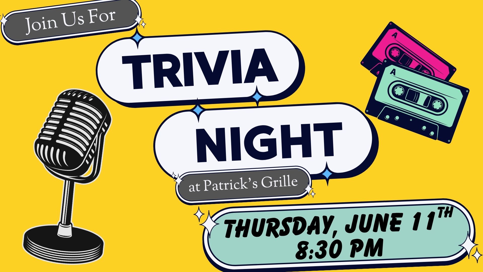 trivia night Thursday, June 11th Starts at 8:30 pm